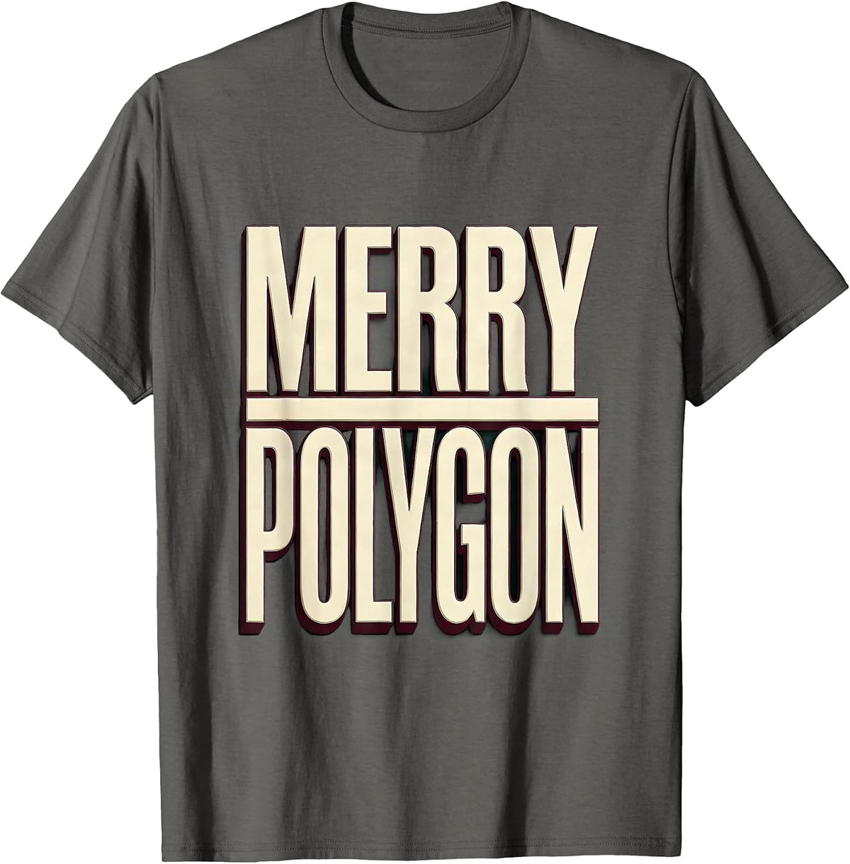 Men's Merry Polygon Funny Math Teacher Christmas STEM Humor T-Shirt - Asphalt Grey