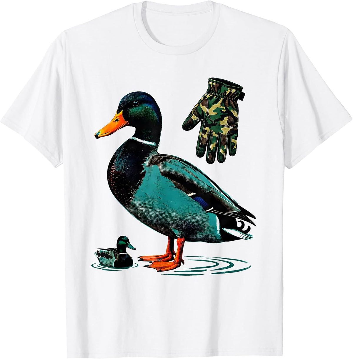 Men's Camo Mallard Duck Hunting Dad Humor Gift T-Shirt - White