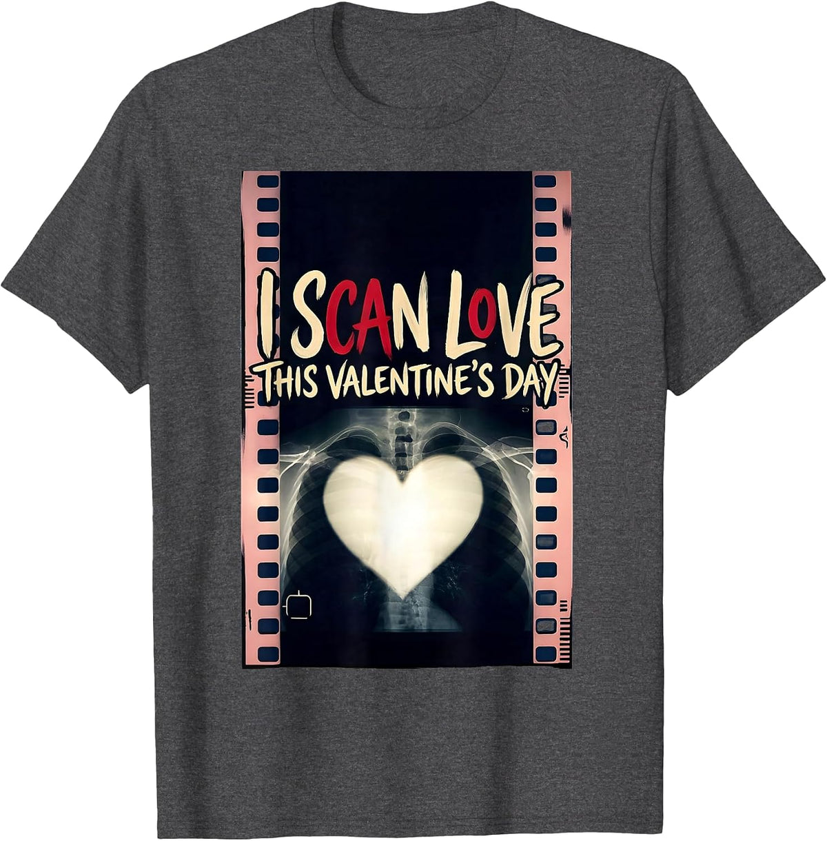 I Scan Love This Valentine's Day Funny Radiology Tech Gift T-Shirt - Dark Heather Grey