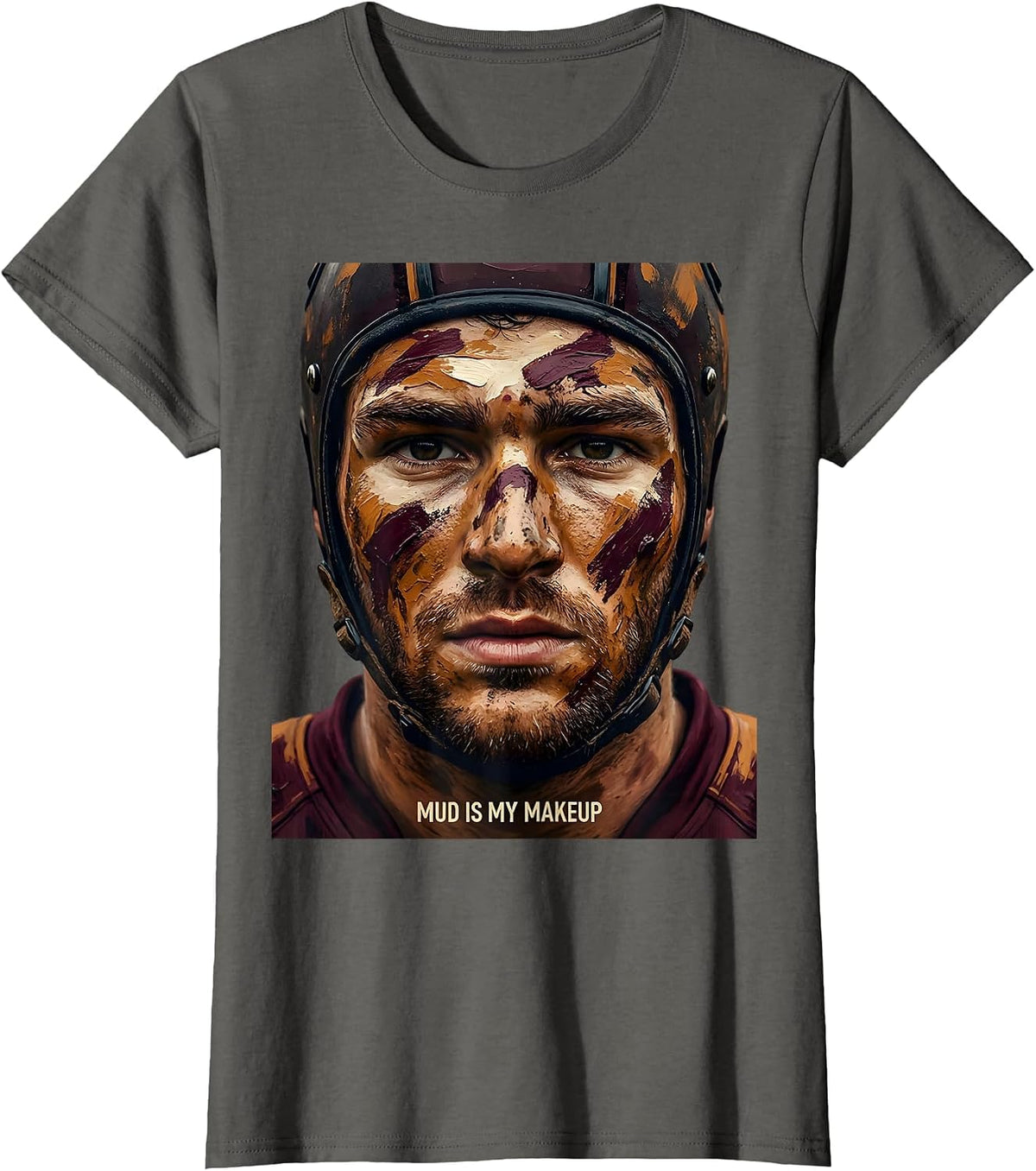 Women's Mud Is My Makeup Rugby Graphic Design T-Shirt - Asphalt Grey