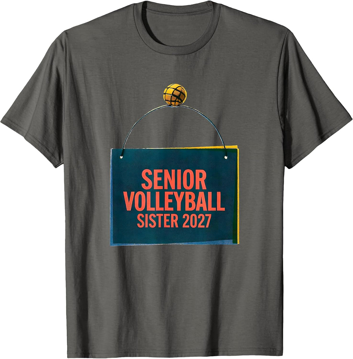 Men's Senior Volleyball Sister 2027 Sentimental Senior Night T-Shirt - Asphalt Grey