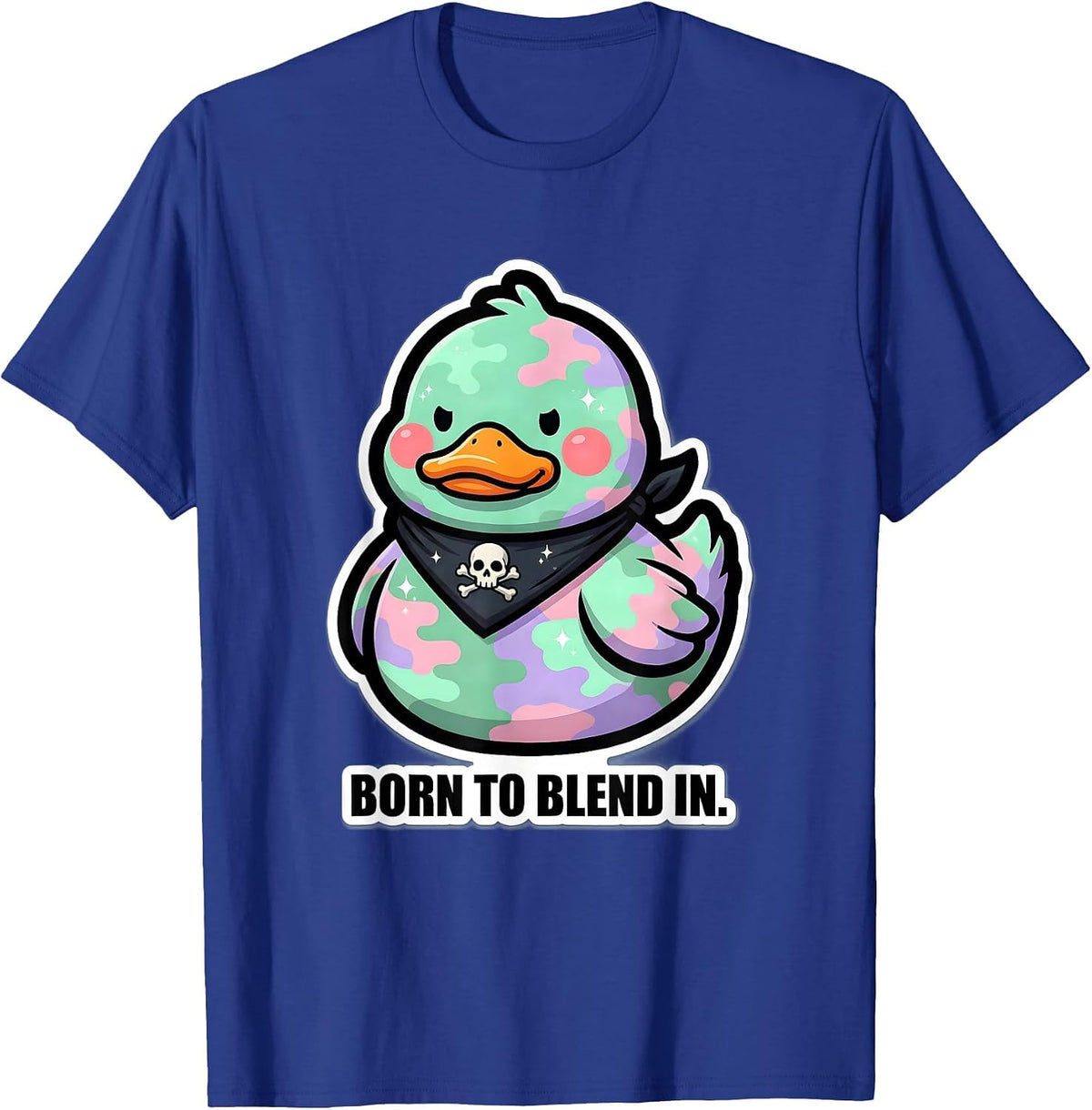 Born to Blend In Duck Camo Hunting Design T-Shirt - Royal Blue