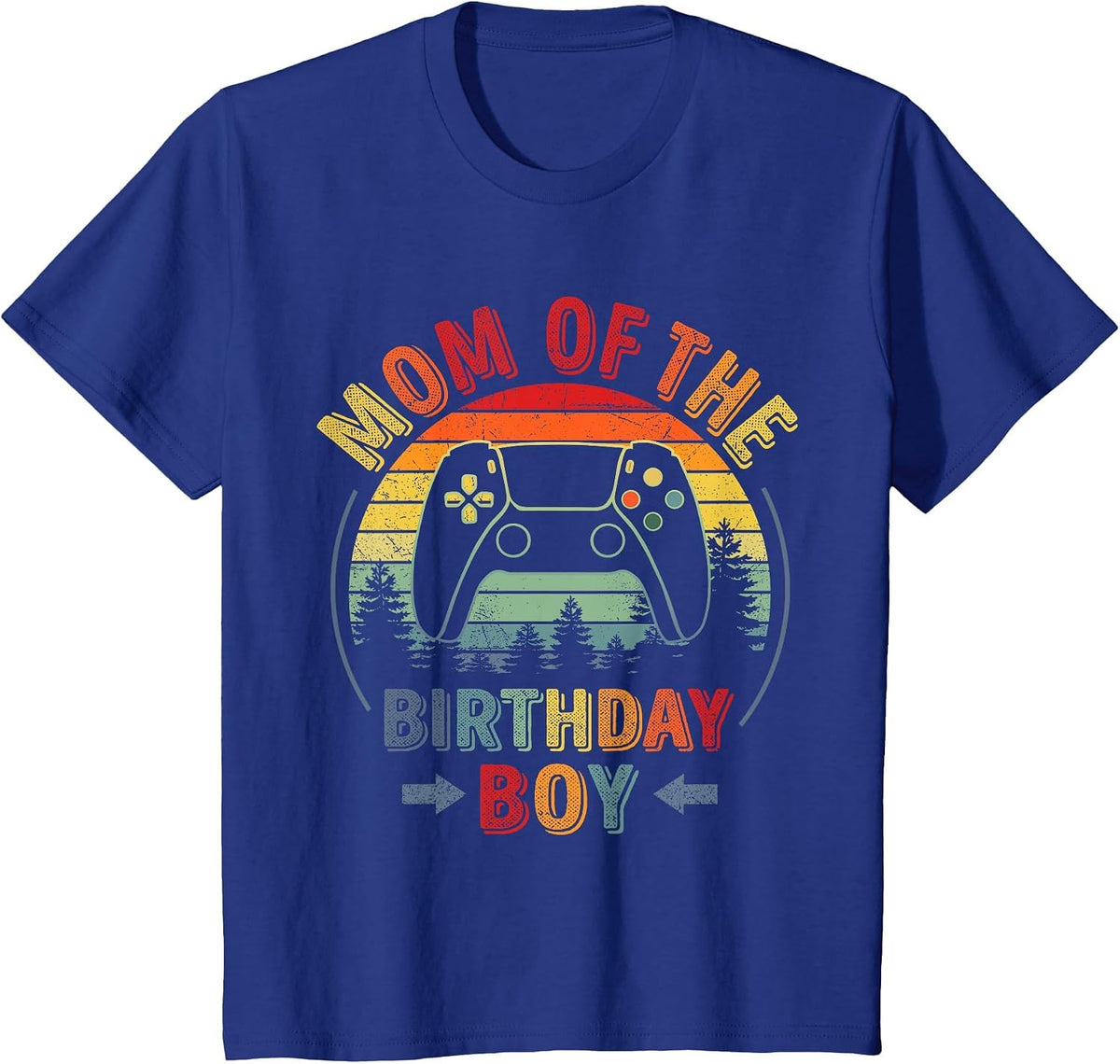 Mom of the Birthday Boy Vintage Matching Gamer Birthday T-Shirt - Royal Blue