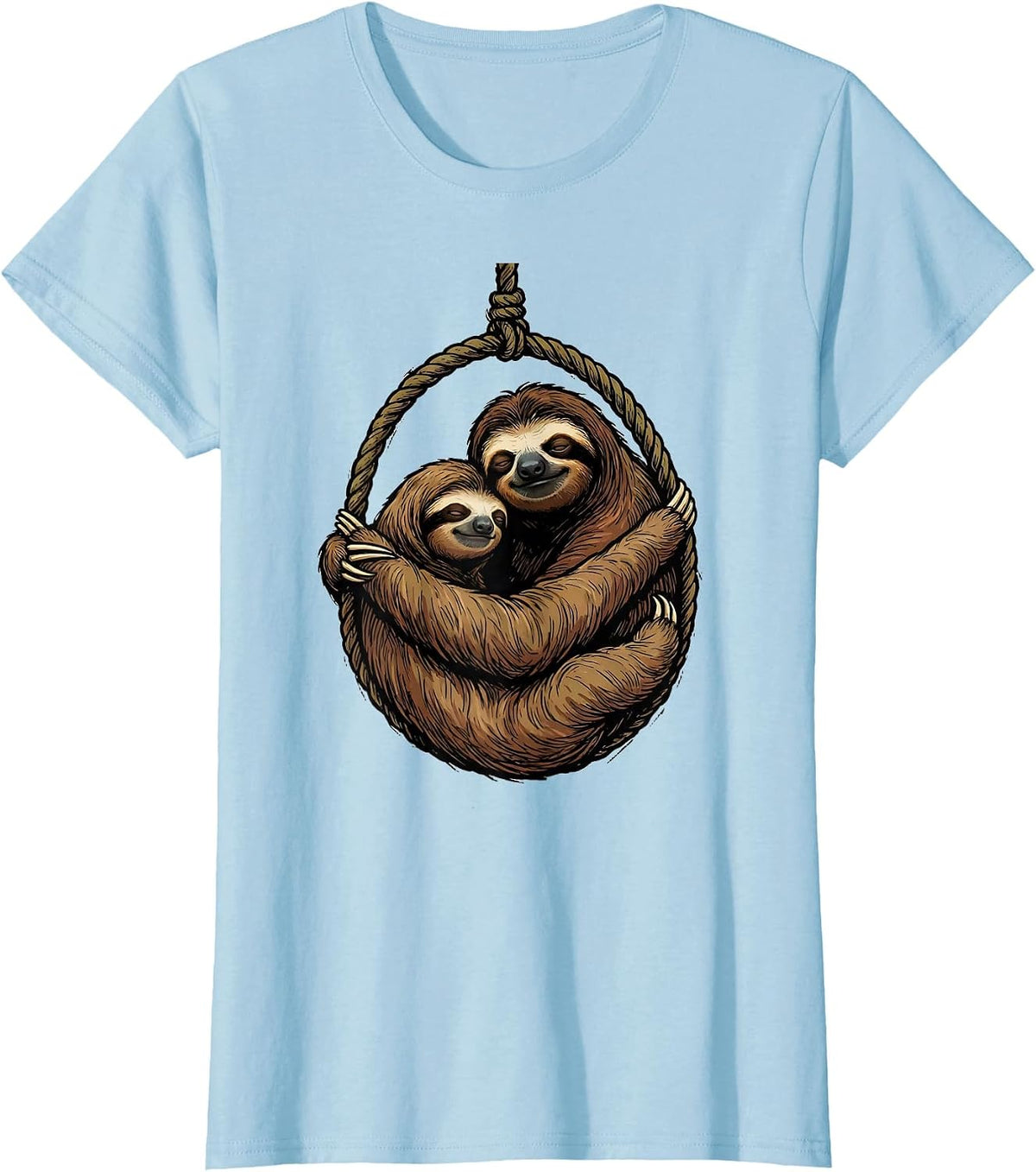 Nested Sloths Funny Sloth Lover Humor Gift T-Shirt - Baby Blue