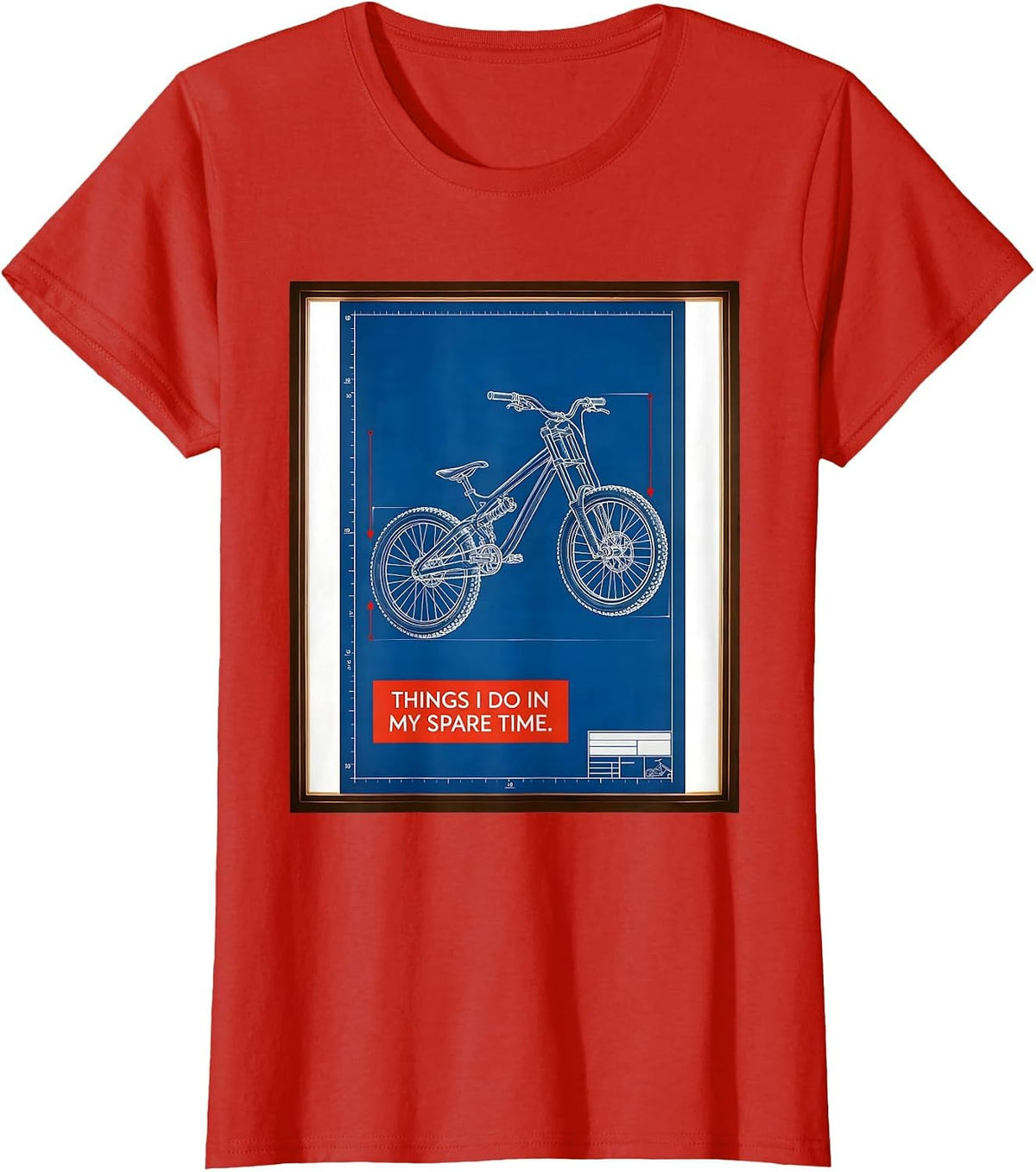 Things I Do In My Spare Time Funny Mountain Bike Biker Humor T-Shirt - Red