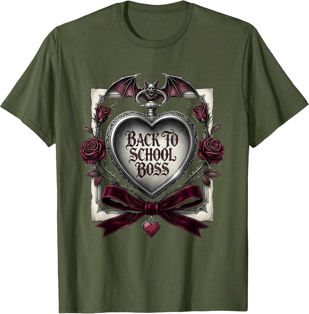 Men's Back to School Boss Technology and Gaming Teacher T-Shirt - Olive Green