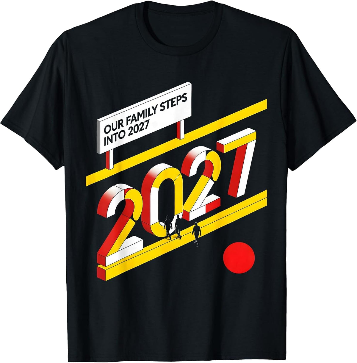 Men's Our Family Steps Into 2027 Bauhaus Modernist Family Party T-Shirt - Black