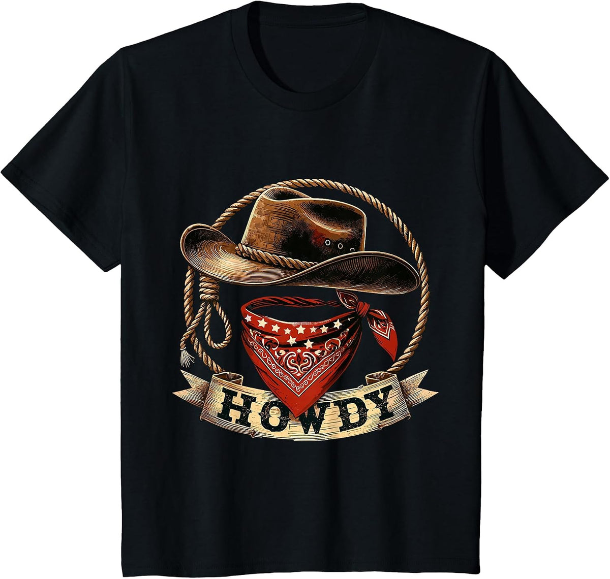 Howdy Western Cowboy Hat Rodeo T-Shirt - Black