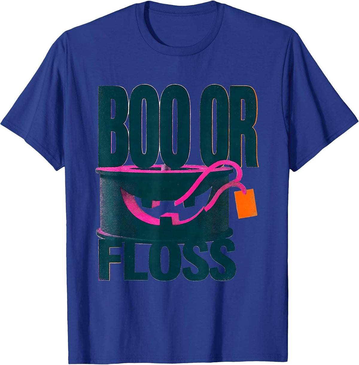 Boo Or Floss Risograph Dental Hygienist Halloween Humor T-Shirt - Royal Blue