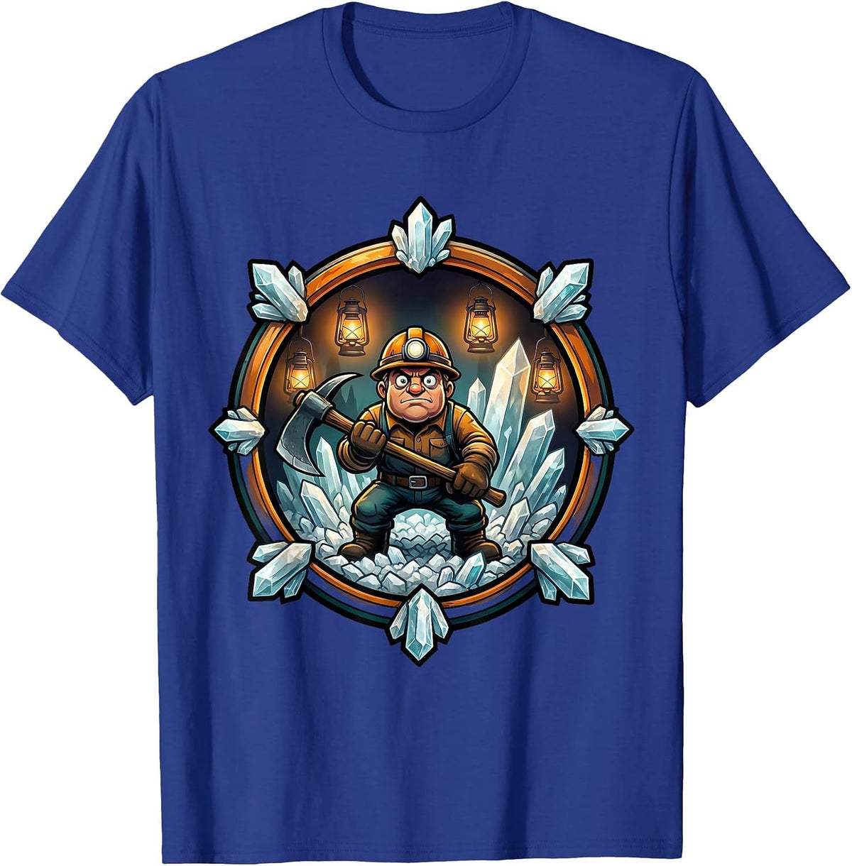 Ancient Salt Mine Glowing Lanterns Illustration T-Shirt - Royal Blue