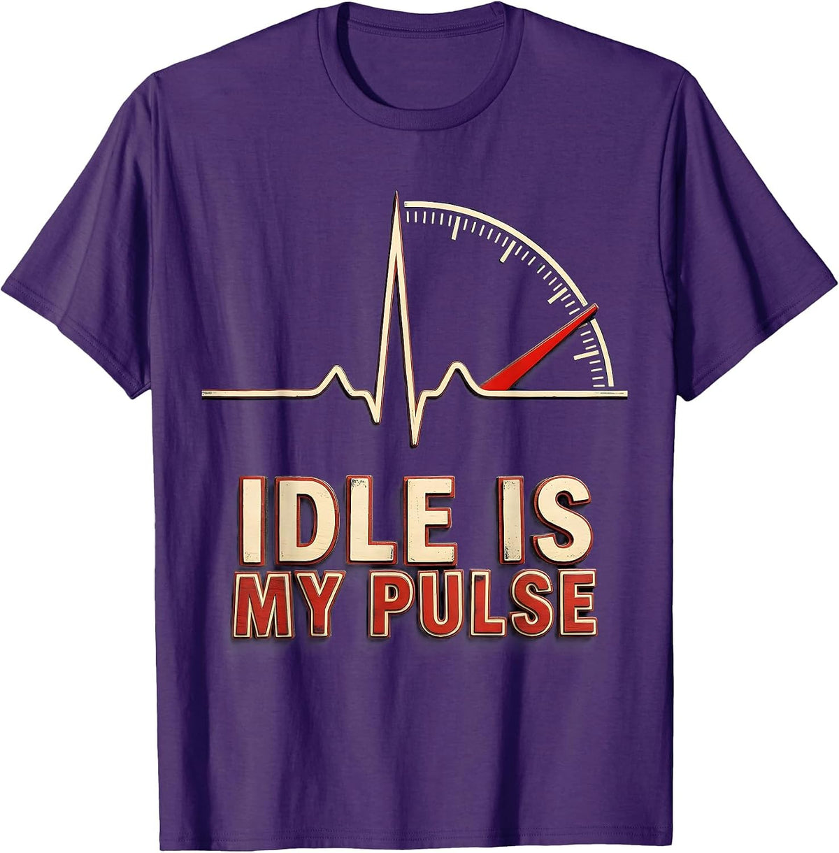 Men's Idle Is My Pulse Funny Car Guy Auto Mechanic Heartbeat T-Shirt - Purple