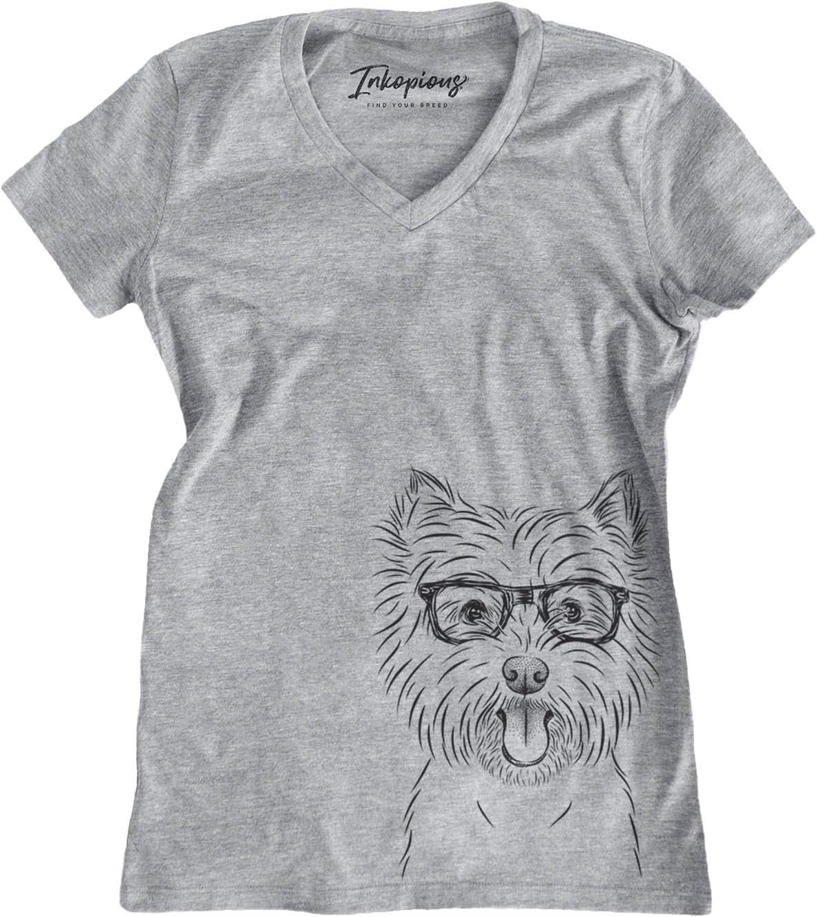 Inkopious Chic Welma the Westie West Highland Terrier Dog Triblend T-Shirt - Grey Modern V-neck