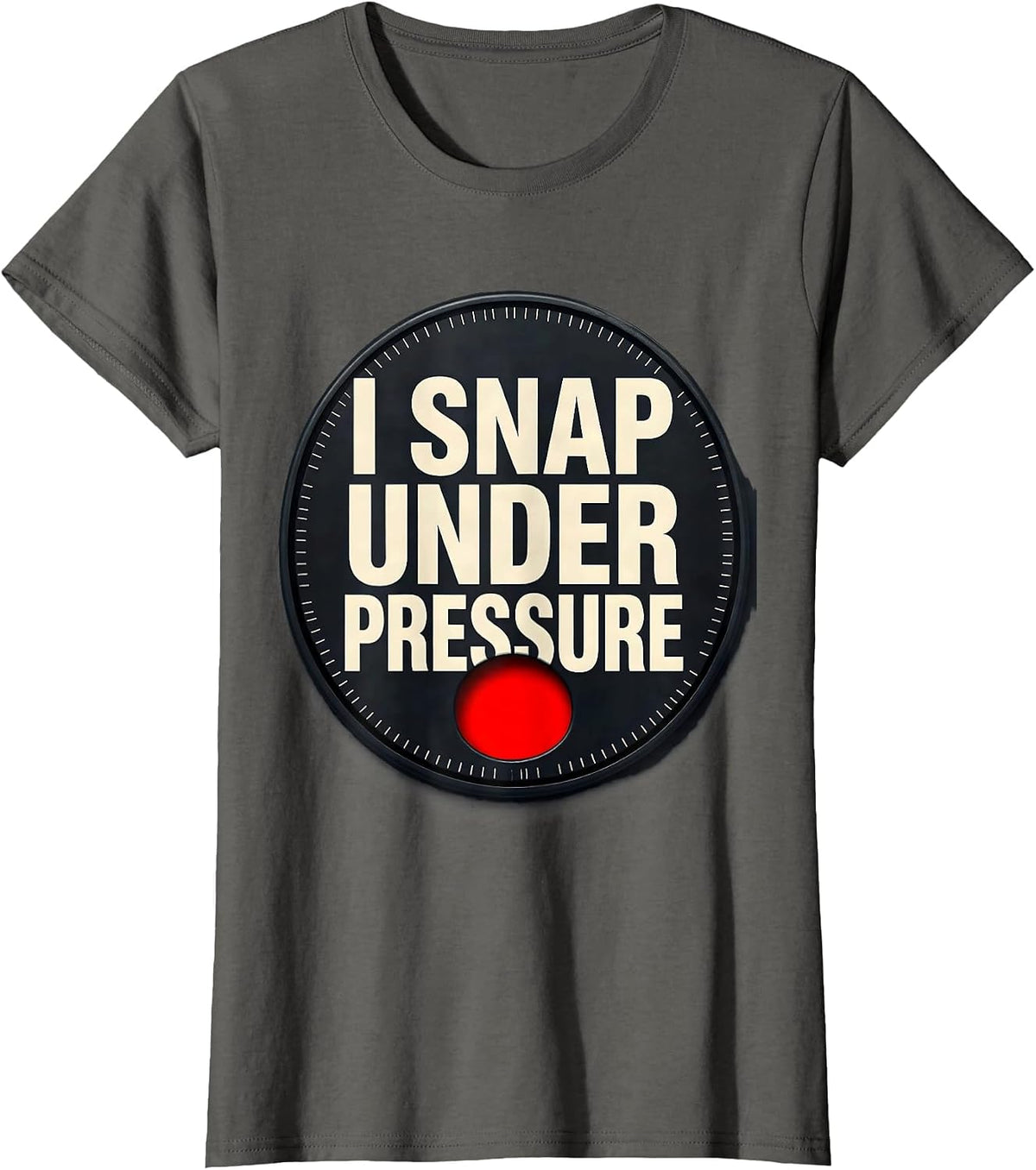 Women's I Snap Under Pressure Funny Photographer Camera Pun Gift T-Shirt - Asphalt Grey