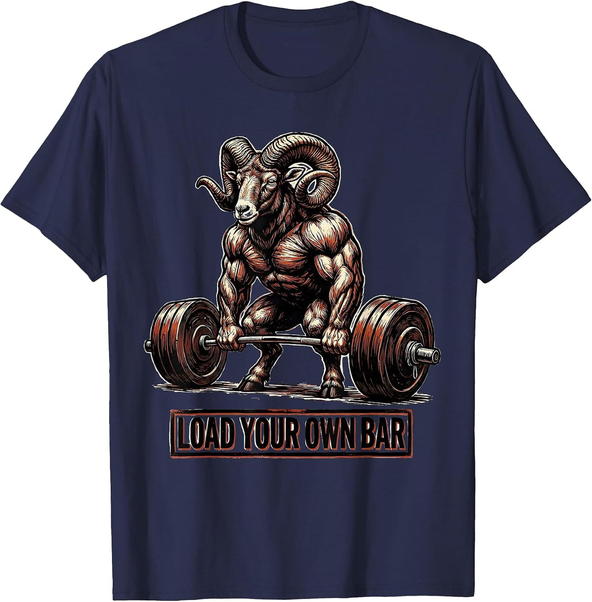 Load Your Own Bar Funny Gym Workout Weightlifting Humor T-Shirt - Navy Blue