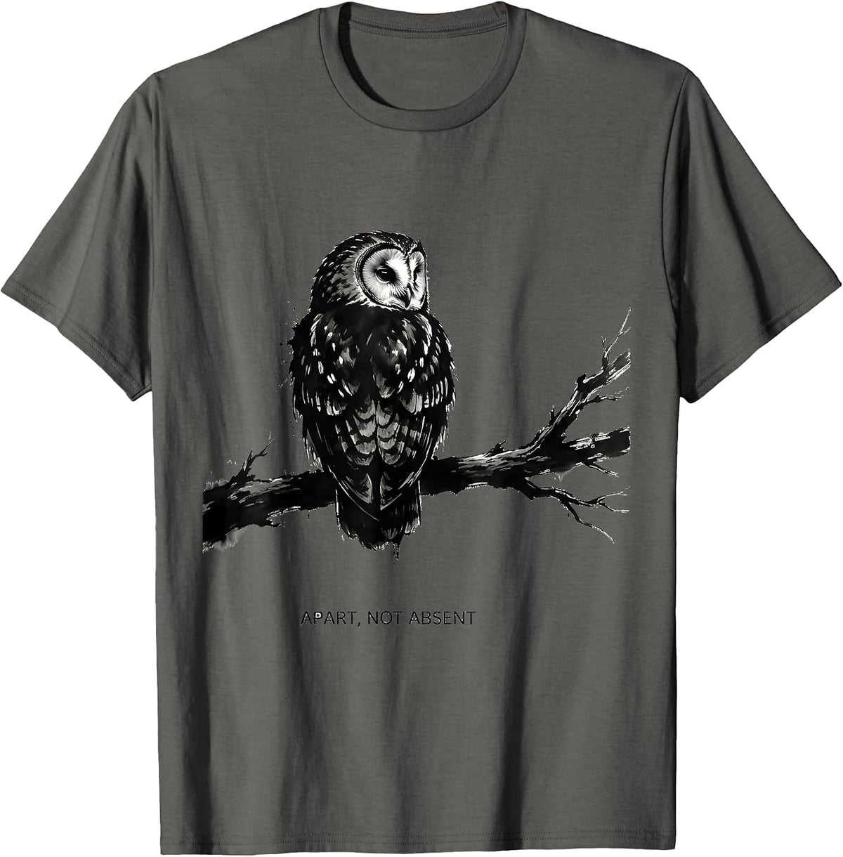 Men's Apart Not Absent Funny Owl Bird Lover Humor T-Shirt - Asphalt Grey
