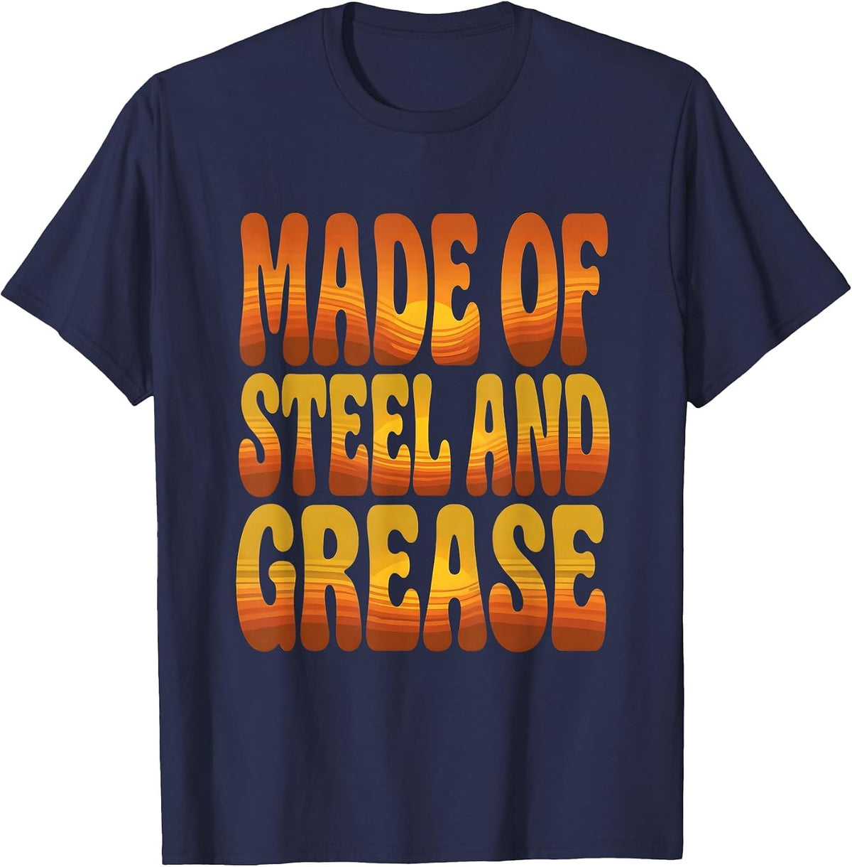 Made of Steel and Grease Mechanic Men Design T-Shirt - Navy Blue