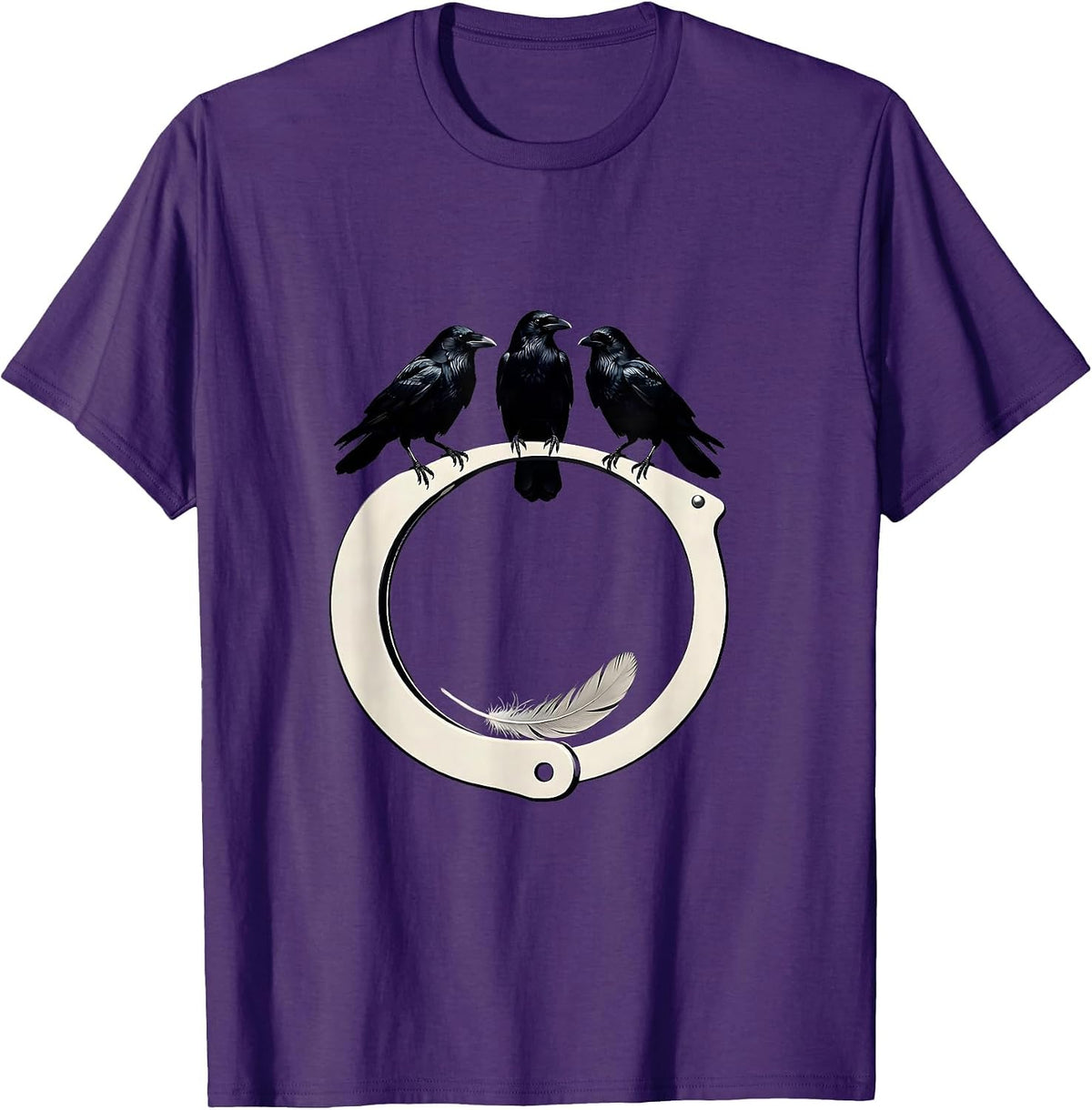 Men's Crow Silhouettes Gothic Dark Humor Bird Lover Gift T-Shirt - Purple