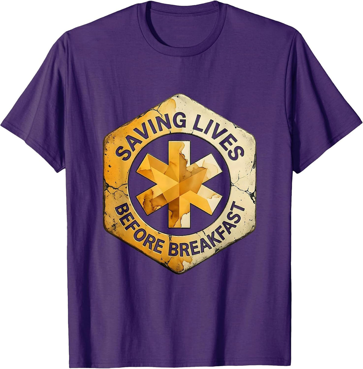 Men's Saving Lives Before Breakfast EMT Design T-Shirt - Purple