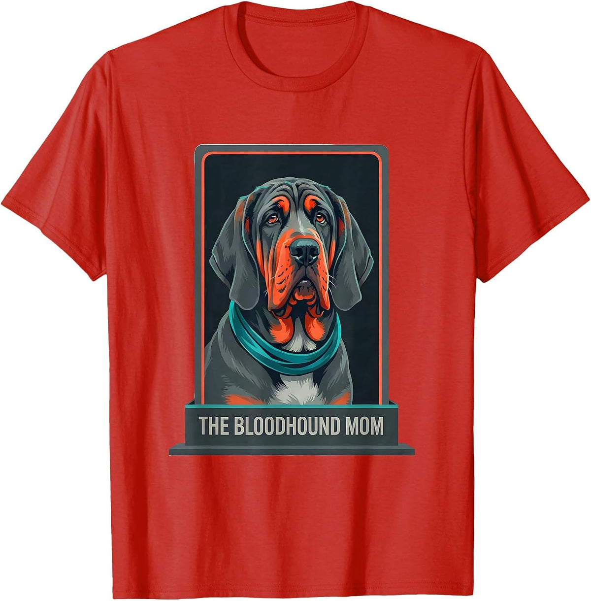 Men's The Bloodhound Mom Tarot Card Dog Mom Breed Portrait T-Shirt - Red