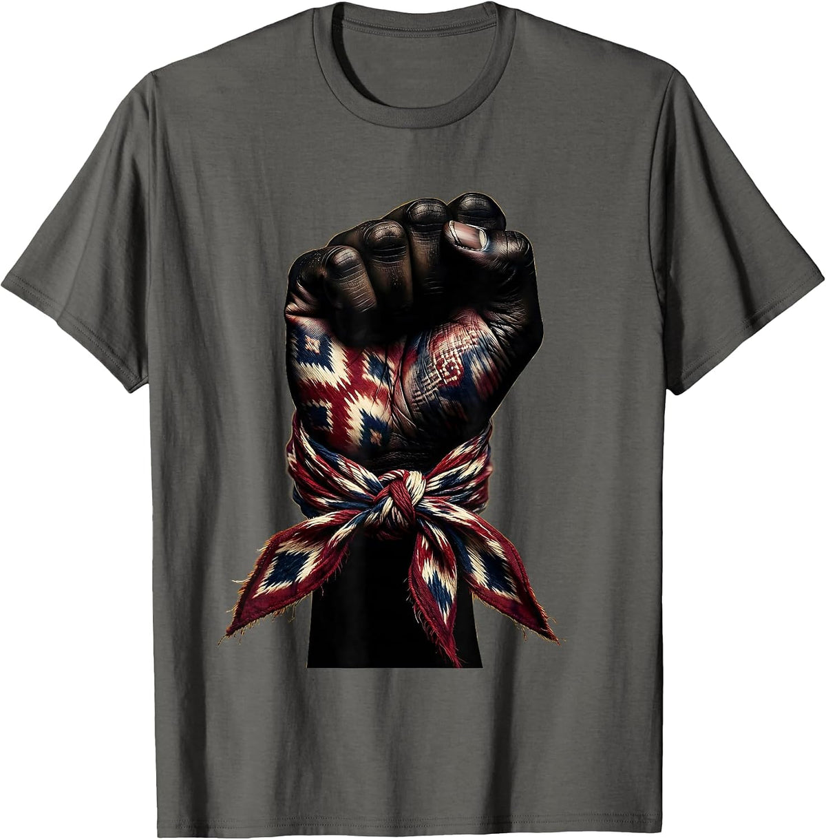 Men's Bandana Wrapped Fist Graphic Design T-Shirt - Asphalt Grey
