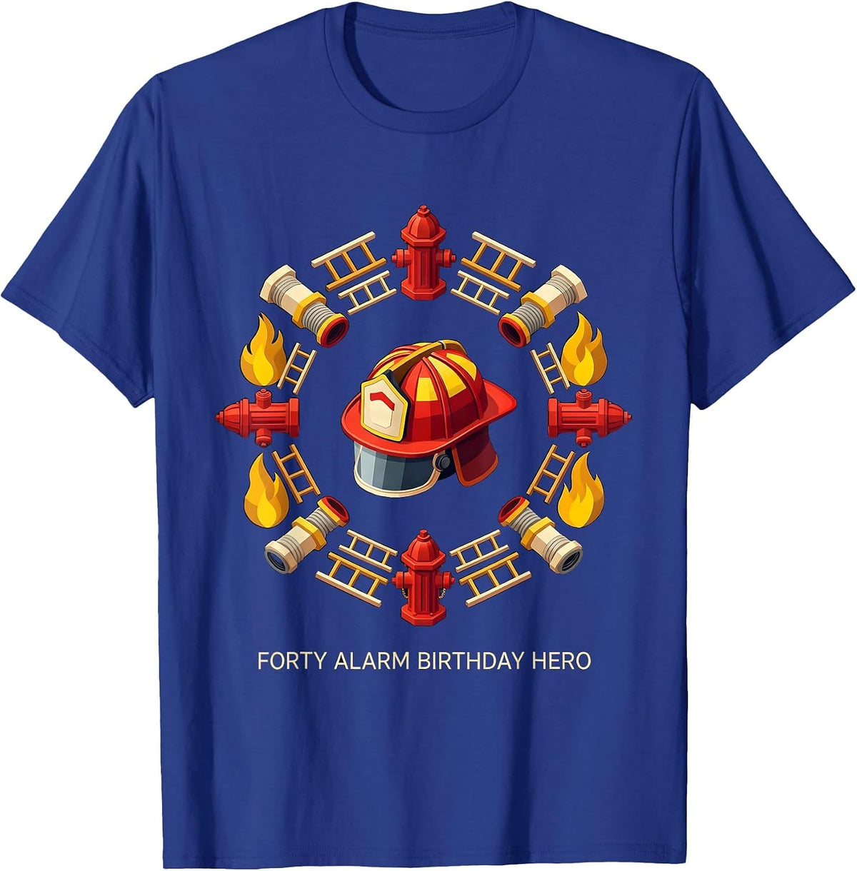 Men's Forty Alarm Birthday Hero Firefighter Kids Party Toddler Boy T-Shirt - Royal Blue