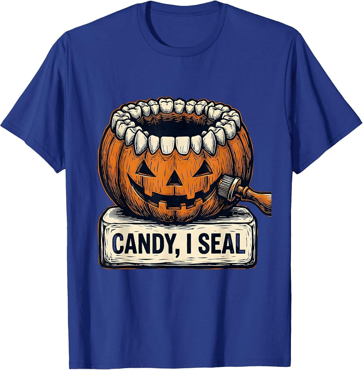 Men's Candy I Seal Funny Dental Hygienist Halloween Fall Humor T-Shirt - Royal Blue