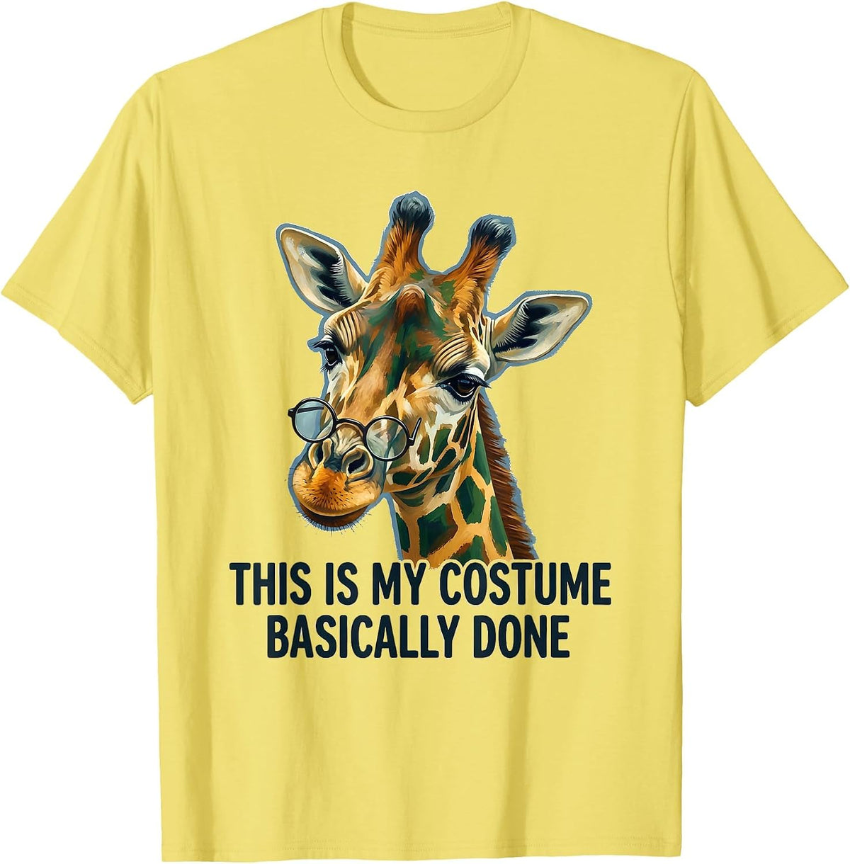 Men's This Is My Costume Basically Done Funny Giraffe Sunglasses T-Shirt - Lemon Yellow