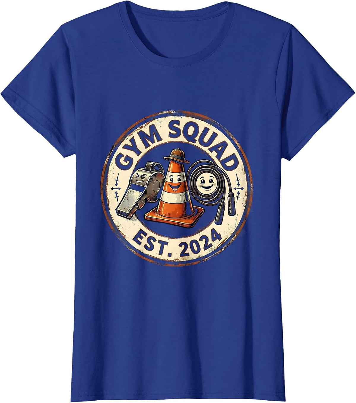 Women's PE Teacher Vintage Gym Coach Back To School T-Shirt - Royal Blue
