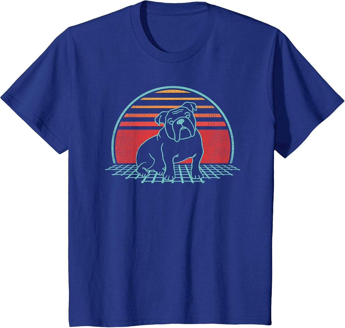 English Bulldog Lover Dog Owner Retro Vintage 80s Style T-Shirt - Royal Blue