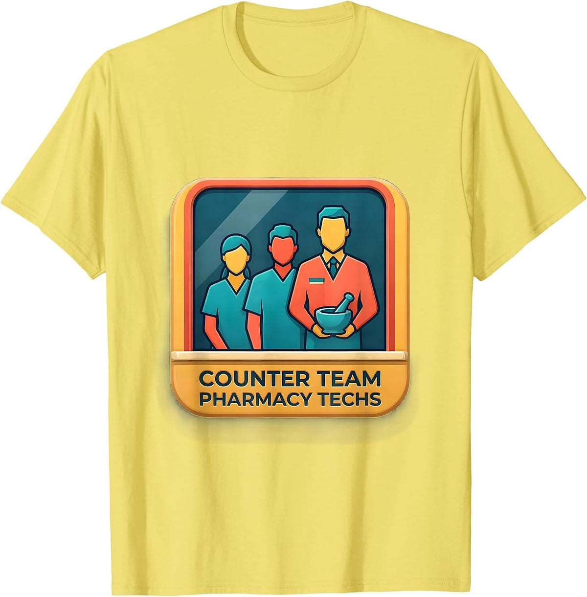 Men's Counter Team Pharmacy Techs Funny Pharmacy Tech Crew Gift T-Shirt - Lemon Yellow