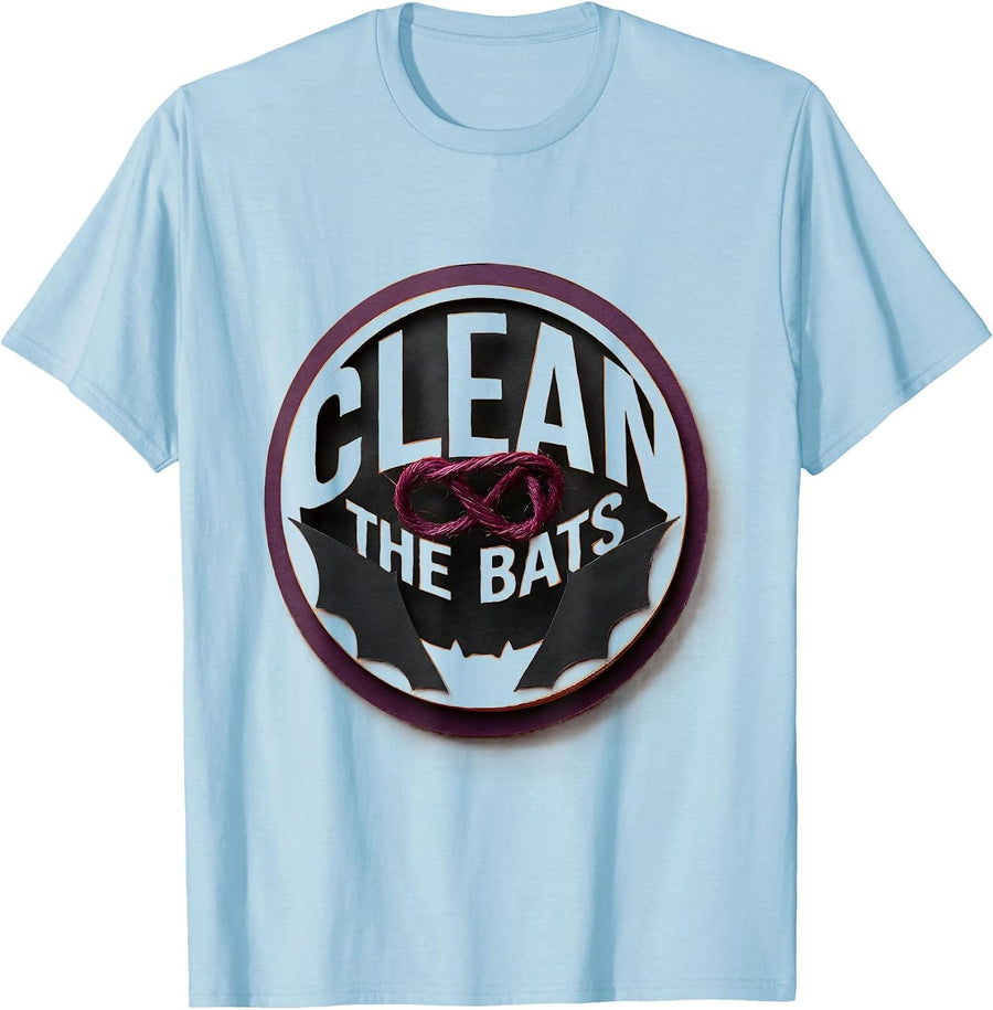 Men's Clean the Bats Funny Dental Halloween Dentist Hygienist T-Shirt - Baby Blue