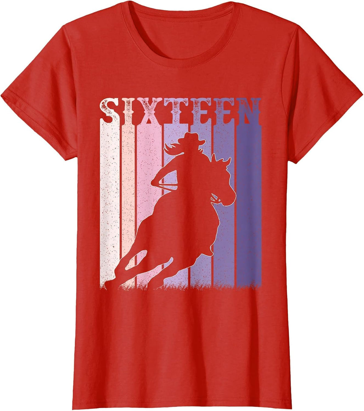 16th Birthday Cowgirl Girls 16 Year Old Rodeo Horse Vintage T-Shirt - Red