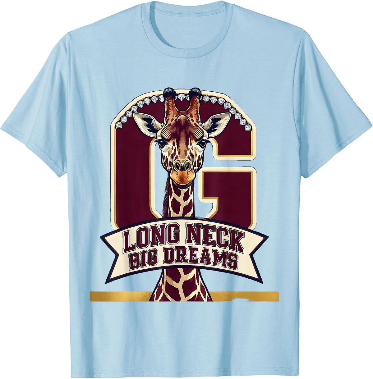 Men's Long Neck Big Dreams Giraffe Graphic Design T-Shirt - Baby Blue