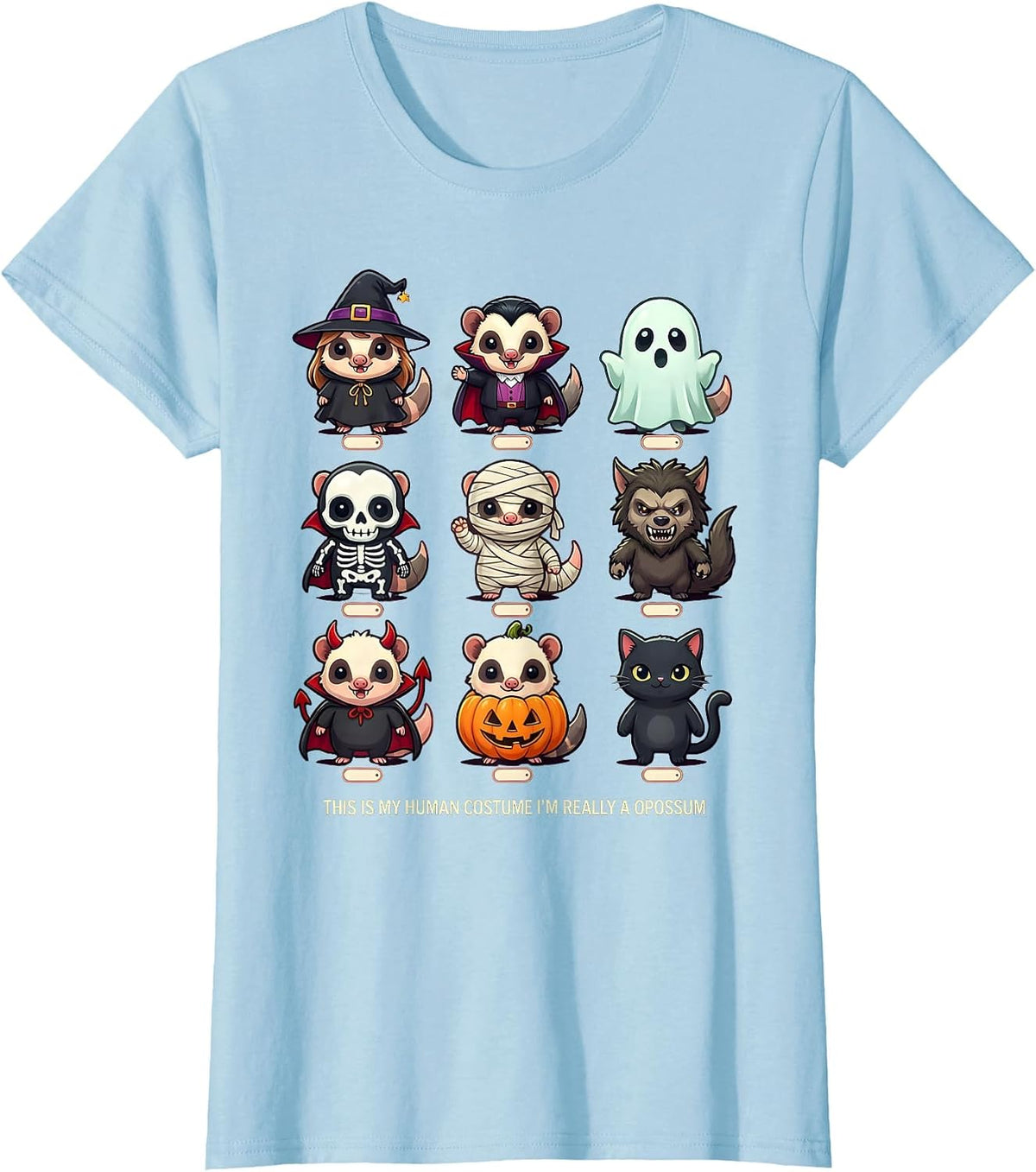 This Is My Human Costume I'm Really A Opossum Halloween T-Shirt - Baby Blue