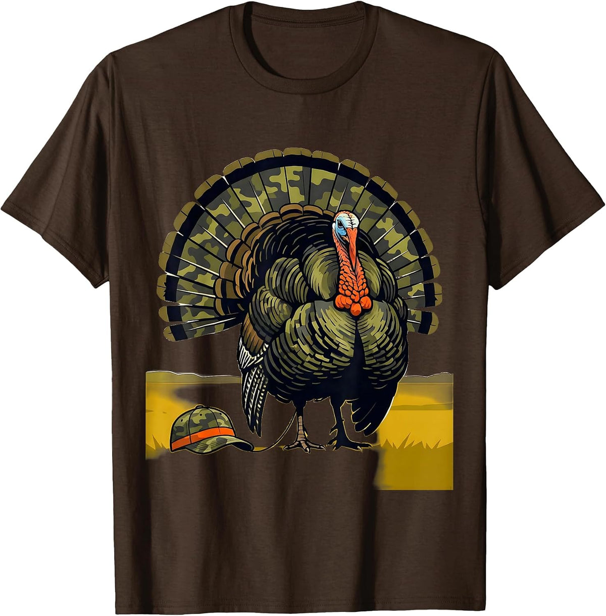 Wild Turkey Camo Hunting Youth Boy Birthday T-Shirt - Brown