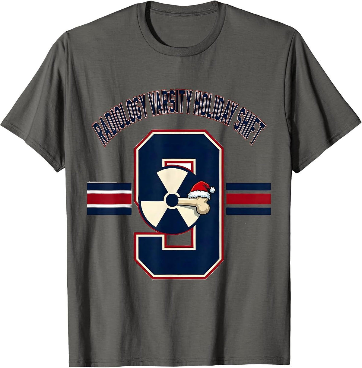 Men's Radiology Varsity Holiday Shift Funny Radiology Tech T-Shirt - Asphalt Grey