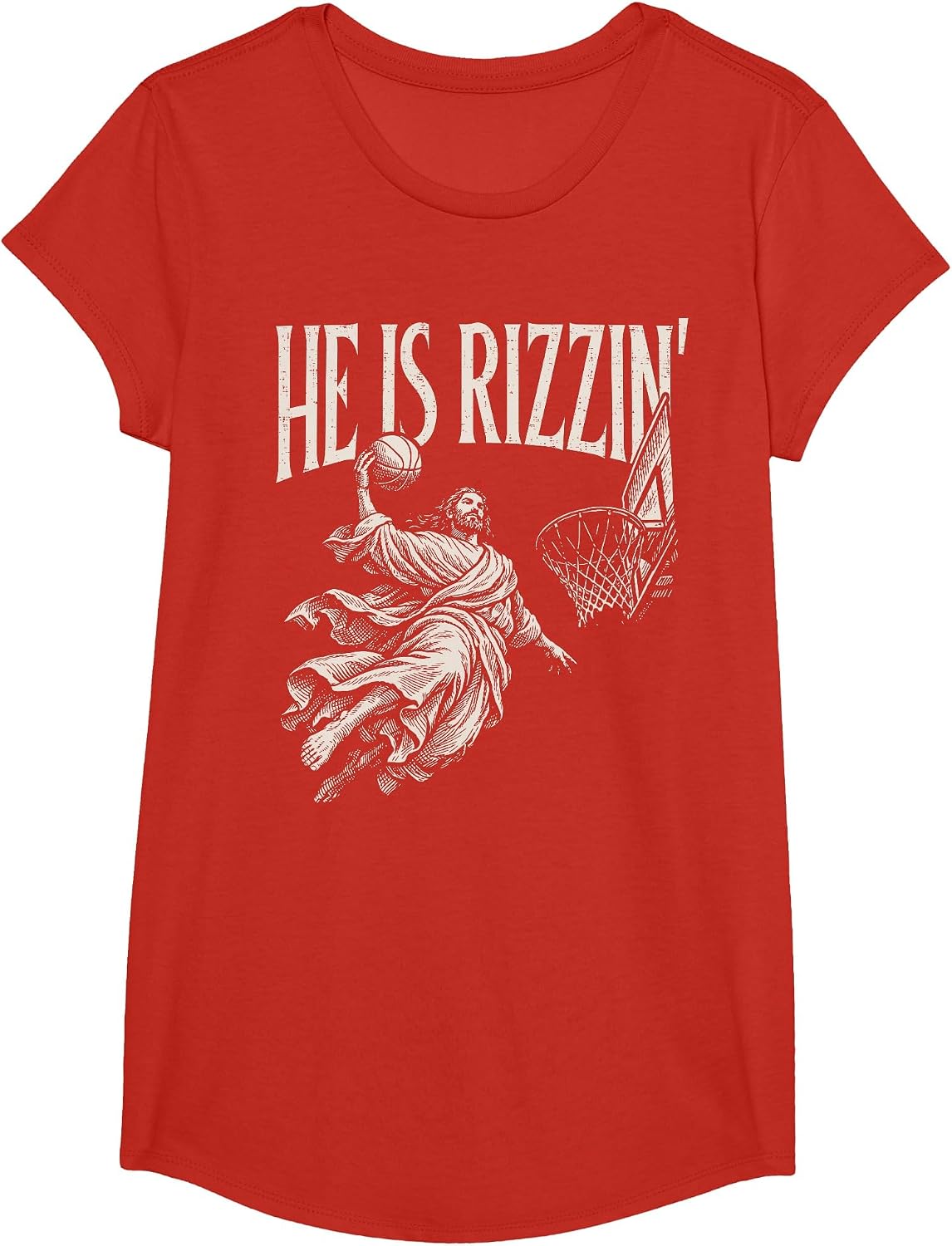 He is Rizzin Christian Religious Boys Kids Men Teens Easter T-Shirt - Girls Red