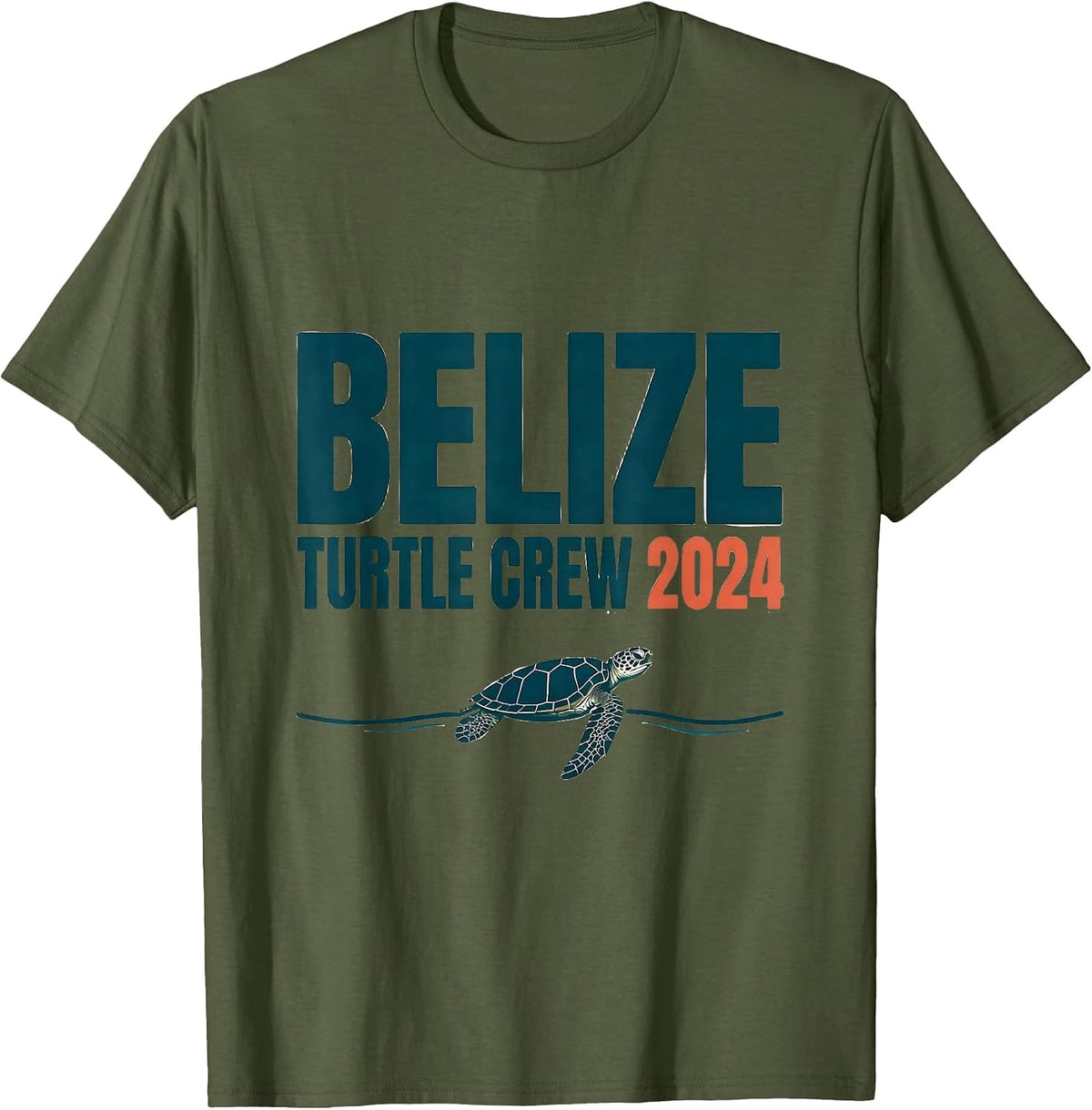 Belize Turtle Crew 2024 Tropical Vacation Sea Turtle Lover T-Shirt - Olive Green