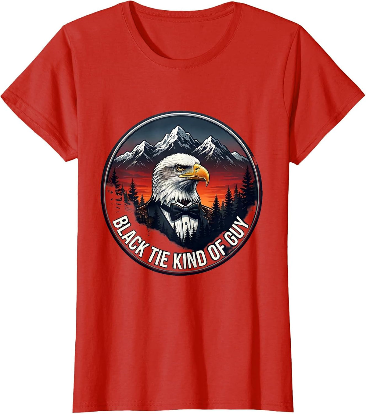 Black Tie Kind of Guy Tuxedo Graphic Design T-Shirt - Red