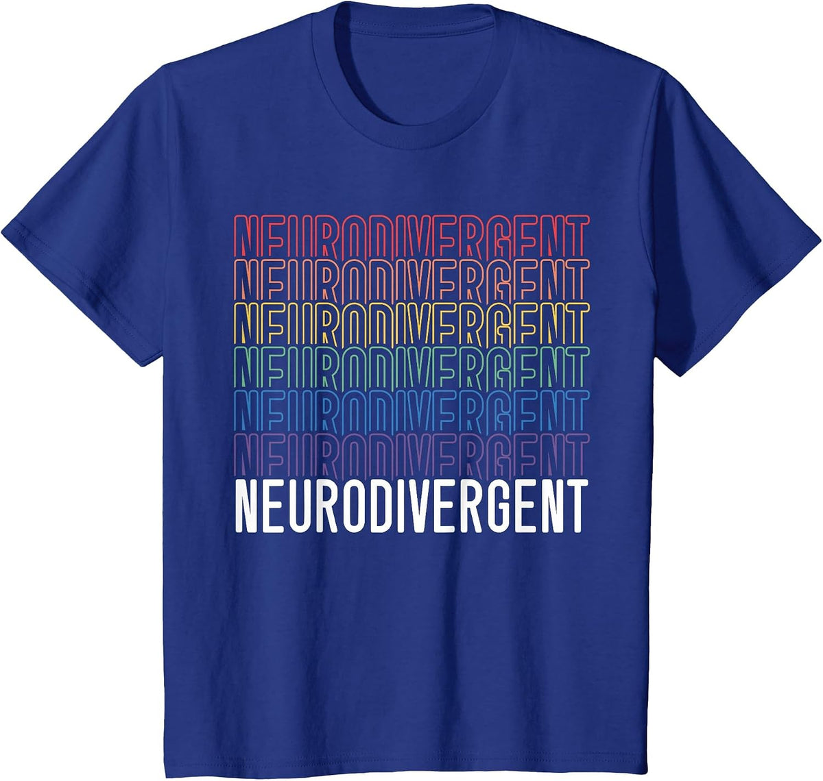Neurodivergent Neurodiversity Rainbow ADHD ASD Awareness T-Shirt - Royal Blue