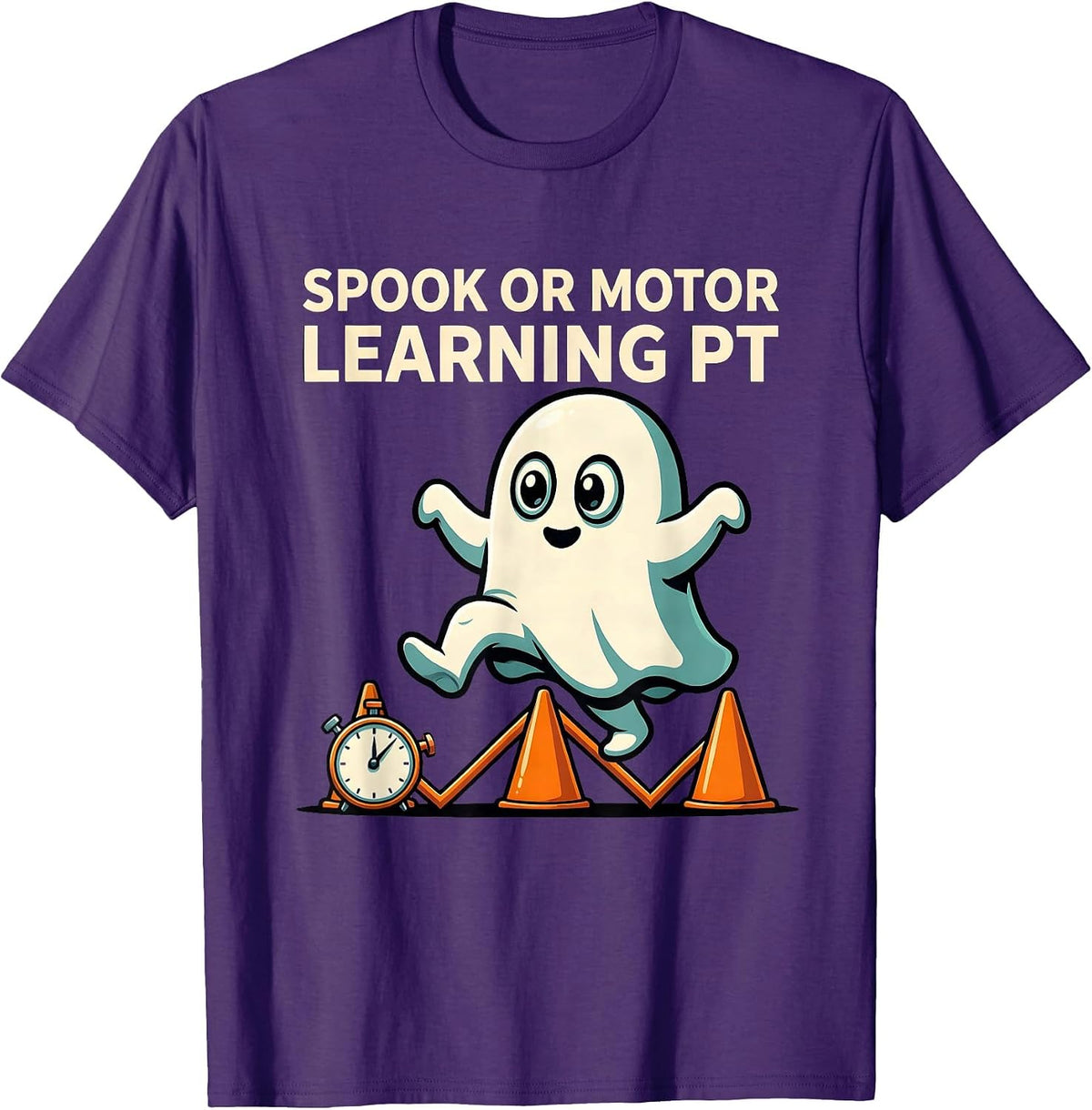 Men's Spook Or Motor Learning PT Cartoon Ghost Physical Therapist T-Shirt - Purple