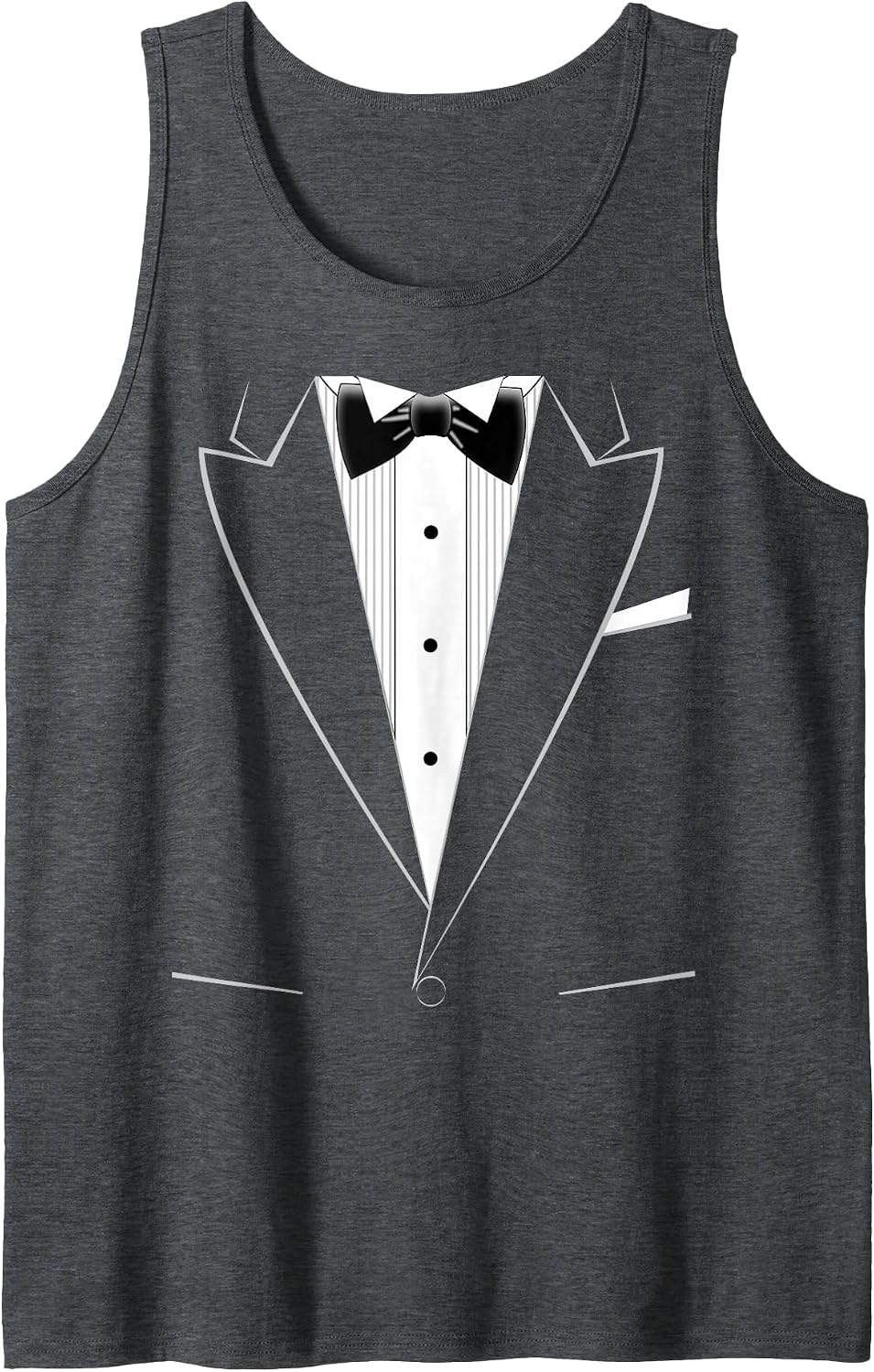 Funny Black Tuxedo and White Shirt Tank Top - Dark Heather Grey
