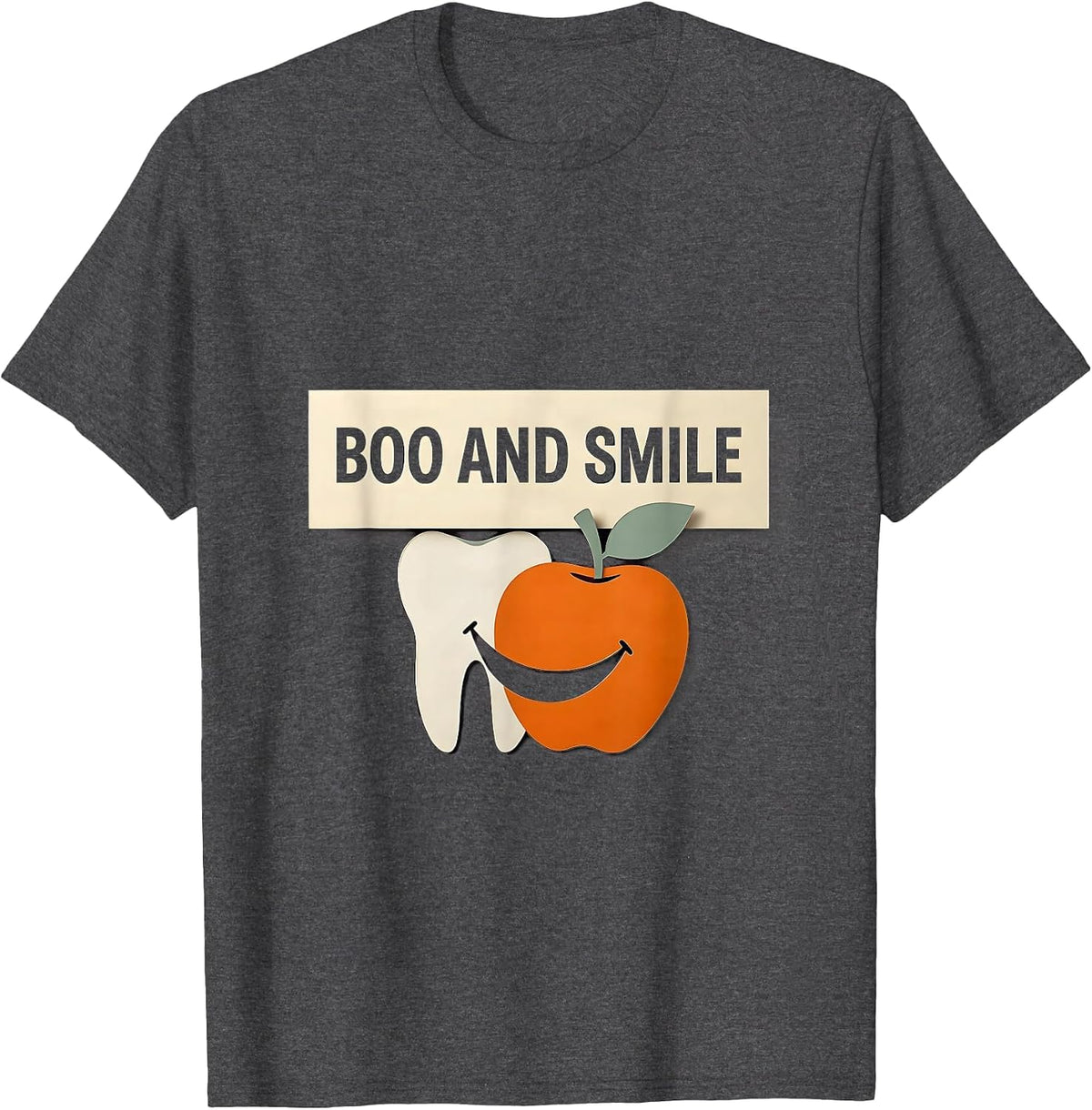 Men's Boo And Smile Funny Dental Hygienist Halloween Work T-Shirt - Dark Heather Grey