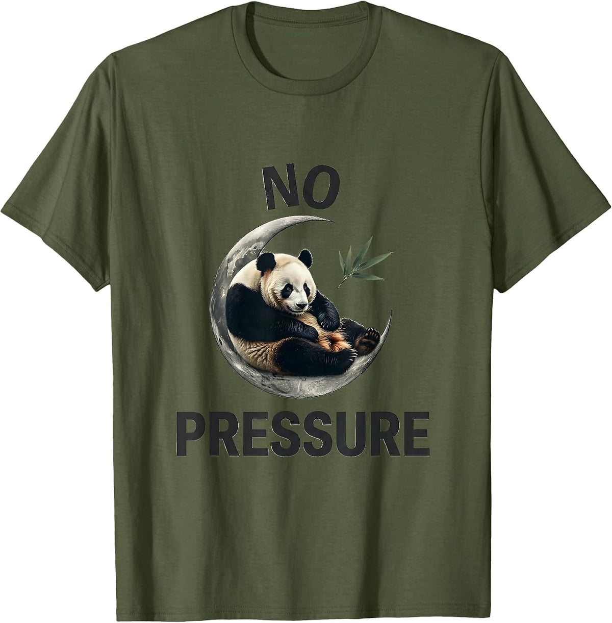 Men's No Pressure Minimalist Panda Lover Cute Humor Gift T-Shirt - Olive Green
