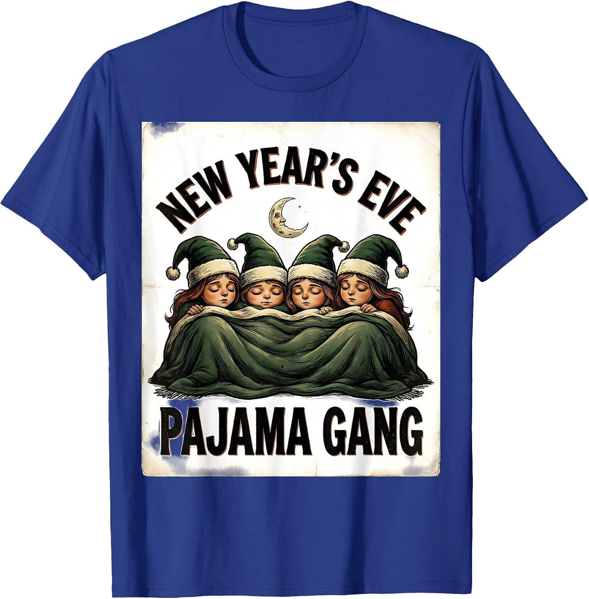 Men's New Year's Eve Pajama Gang Vintage Family Matching Party T-Shirt - Royal Blue