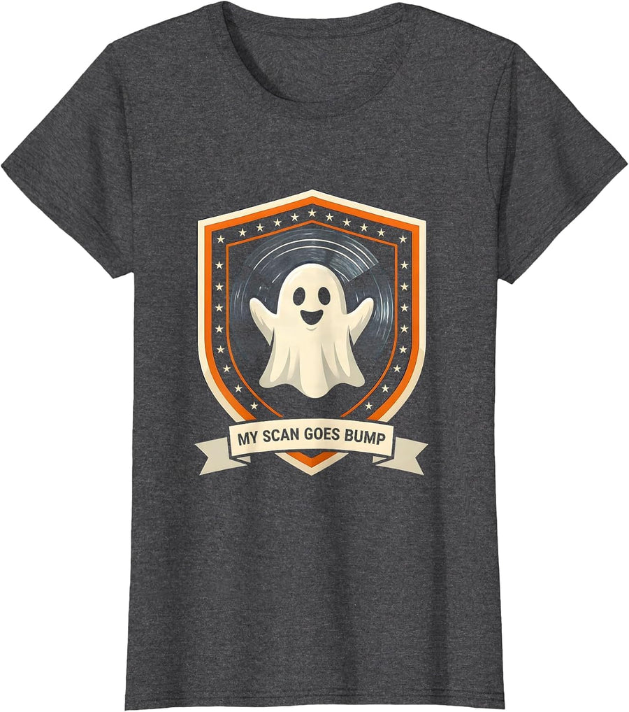 Women's My Scan Goes Bump Funny Ultrasound Tech Sonographer T-Shirt - Dark Heather Grey