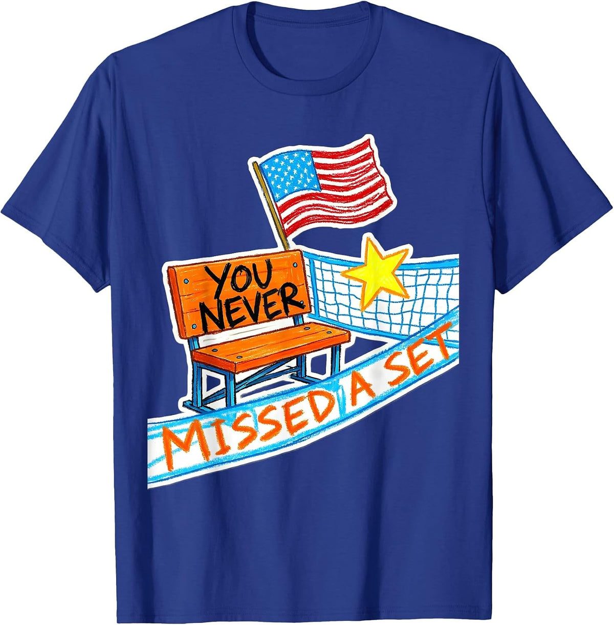 You Never Missed A Set Volleyball Dad Father's Day T-Shirt - Royal Blue