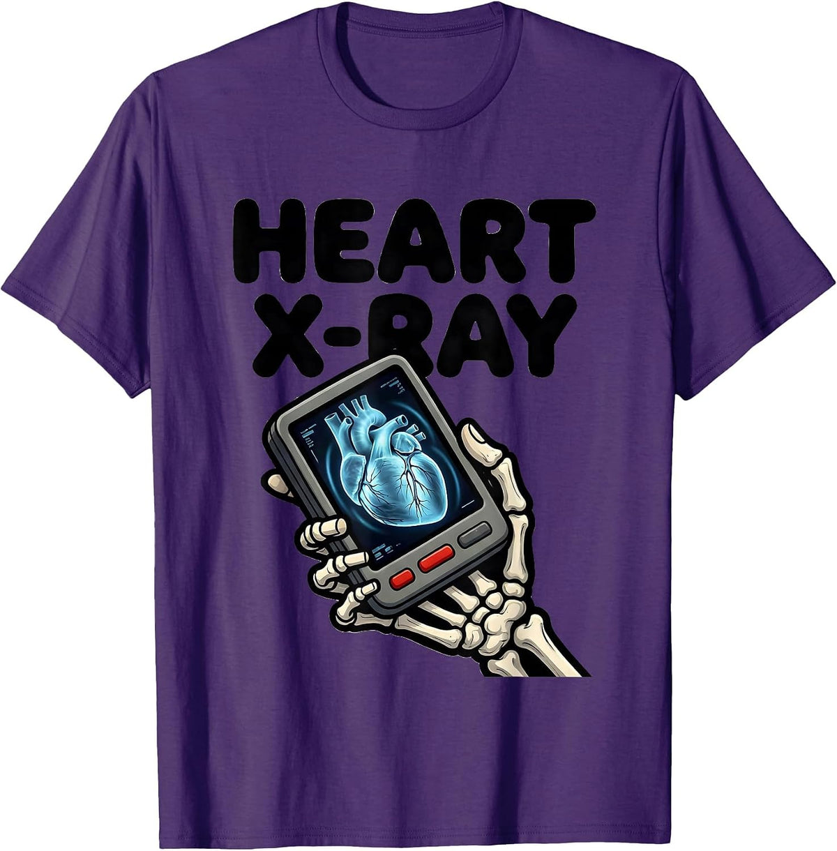 Heart X-Ray Funny Radiology Tech Valentine Skeleton Humor T-Shirt - Purple
