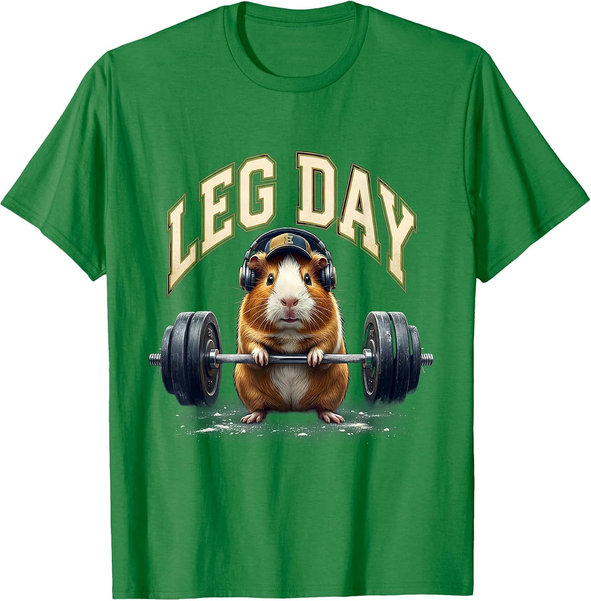 Men's Leg Day Funny Guinea Pig Gym Workout Weightlifting Meme T-Shirt - Kelly Green