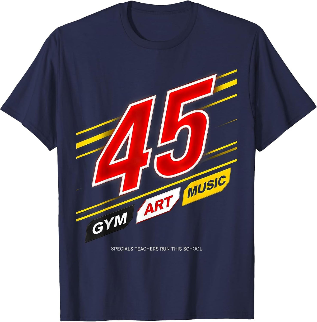 Specials Teachers Run This School Motivational PE Teacher T-Shirt - Navy Blue
